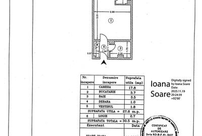 Garsoniera, Piata Delfinului, Dobrina, 30 mp, bloc 1978 - 1