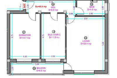 Apartament 2 camere + 60,4 mp + decomandat - Shopping City Sibiu - 3
