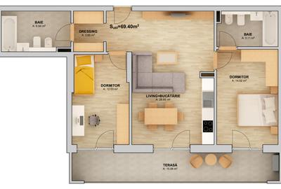 Apartament cu 3 camere finisat la cheie, Orhideea Exclusiv Living Sibiu