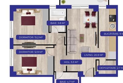 REA1021502 Apartament 3 camere Aviatiei Nord - 2