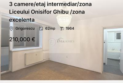 3 camere/etaj intermediar/zona Liceului Onisifor Ghibu /zona excelenta - 1