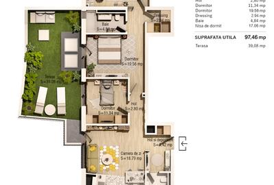 Apartament cu 4 camere în Central