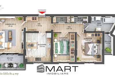 Apartament 3 camere decomandate 82mp + 12mp balcon zona Ciresica - 6