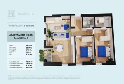 Apartament 3 camere | BEGA Homes | Baader 11 – direct dezvoltator - 3