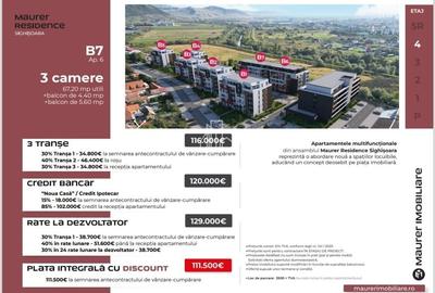 Apartament cu 3 camere decomandat în Est