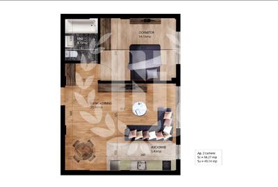 Apartament cu 2 camere semidecomandat în Est