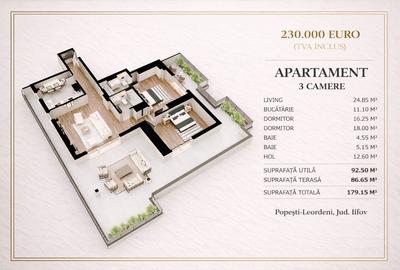 Apartament cu 3 camere decomandat în Central