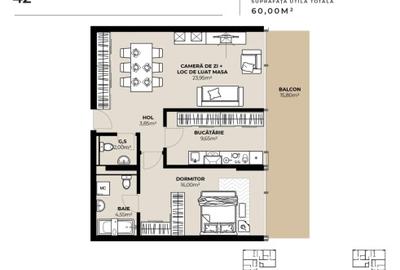 PROIECT EXCLUSIVIST! Apartament de vanzare, 60 mp, Complex SDC - 4