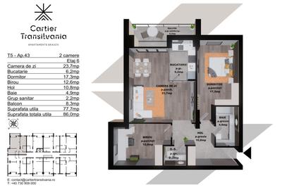 CARTIER TRANSILVANIA,APARTAMENT 2 CAMERE FATADA VENTILATA,INCALZIRE PARDOSEALA - 16