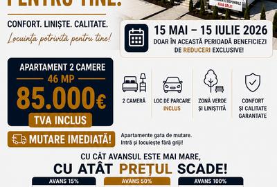 INTABULAT Apartament 2 Camere 47 mp + parcare intabulata  Lunca Cetatuii