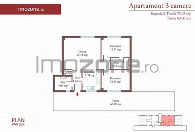 3 camere, CURTE 67 mp si 2 PARCARI proprii, 75 MP, FINISAT MODERN,  COMISION 0% - 11