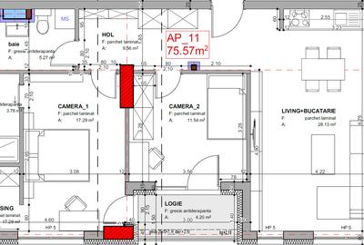 Ap. de 3 camere la dezvoltator - Central - București 41 - 3