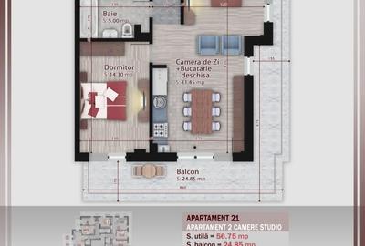 AP. 2CAM -LIVING OPEN SPACE + TERASE 25MP. BLOC P+3 / PALLADY!