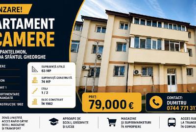 Apartament cu 3 camere decomandat în Central