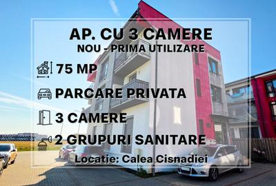 Ocazie: Ap. NOU, prima utilizare, 3cam., 2 bai, balcon, parcare |VIDEO - 1