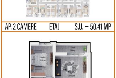 Apartament cu 2 camere decomandat în Militari