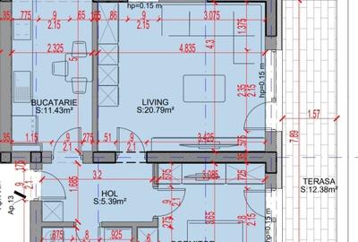 Apartament cu 2 camere, decomandat, 65.21 mp, cu centrala termica