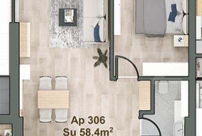 Apartament cu 2 camere, 58 mp, semifinisat, zona Iulius Mall - 1