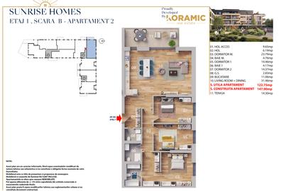 Apartament 4 camere - 122 m.p. utili + 14 m.p. balcon - 2