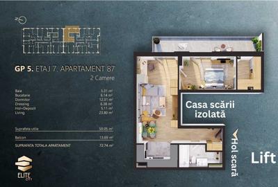Apartament 2 camere | finisat | terasă 14 mp | Elite City - 8