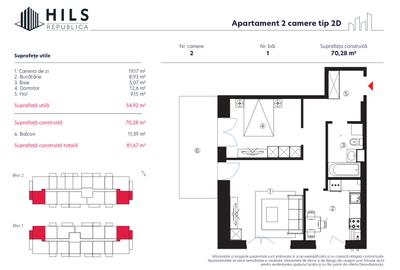 Apartament cu 2 camere decomandat în Industriilor