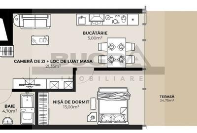 Apartament cu 2 camere semidecomandat în Dâmbul Rotund
