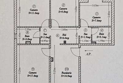 Apartament 4 camere, 2 băi, 2 balcoane, et. 2/4, Timișoara, Calea Torontalului