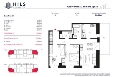 Apartament cu 3 camere decomandat în Industriilor