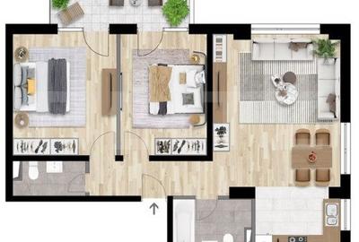 Apartament cu 3 camere semidecomandat în Între Lacuri