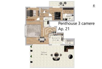 Penthouse de 3 camere Metalurgiei Berceni Sector 4 - 2