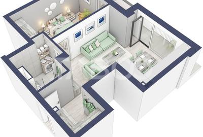 Apartament la parter cat un etaj 1 cu 47 mp utili 2 camere Turnisor - 3
