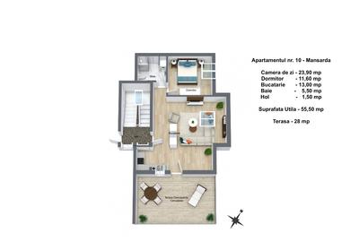 Apartament cu 2 camere decomandat în Central
