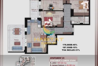 Pallady 4 camere 87 mp + terasa 42 mp in bloc tip Boutique - 2
