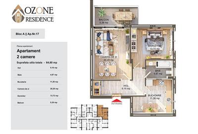 Apartament 2 camere, etaj 1,65mp utili de vanzare in complex Ozone City - 14
