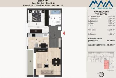 Apartament 2 camere, Finisaje Premium, Central, Pitesi Nord - 2