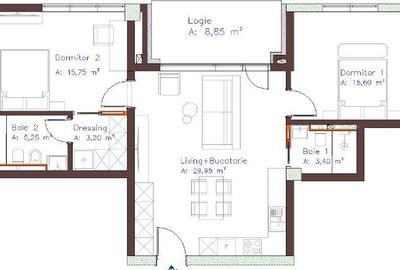 Apartament 3 camere 73mp semifinisat Piata Abator - 1