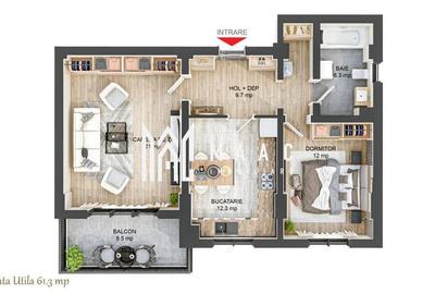 Apartament cu 2 camere decomandat în Hipodrom 3