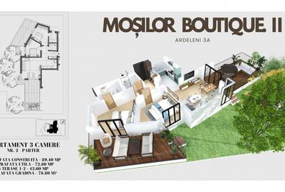 Apartament cu 3 camere semidecomandat în Moșilor