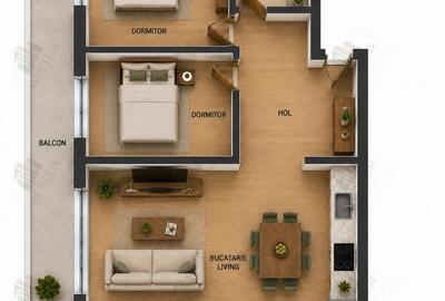 Apartament cu 3 camere semidecomandat în Cernica