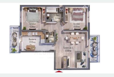 Apartament modern 3 camere 2 dormitoare 2 băi 80 mp utili  Șelimbăr - 11