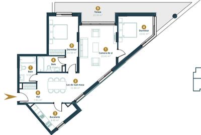 Apartament finisat | 3 camere | 2 băi | terasă 22mp | Între Lacuri - 2