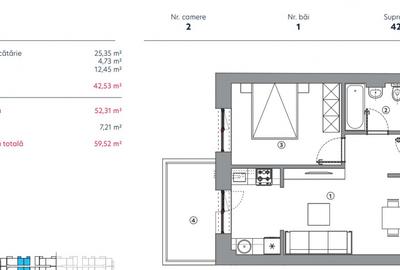 Apartament 2 camere, 43mp, centrala proprie, metrou, AC, Hils Titanium - 7