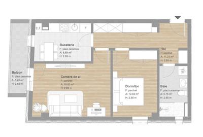 Apartament cu 2 camere decomandat în Florești