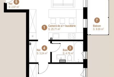 Apartament 2 camere | 53,5 | balcon 9mp | zona Vivo - 4