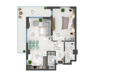 Apartament cu 2 camere | Noua | 74 mp Utili - 2