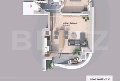 Apartament cu 2 camere open-space în Păcurari
