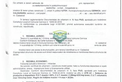Teren Cernica - Oxigenului - Urbanism de construire -  2.211 mp - 7