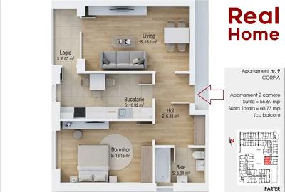 2 camere | 1 Decembrie 1918 | 15 min metrou | 60.74 mp  | premium - 2