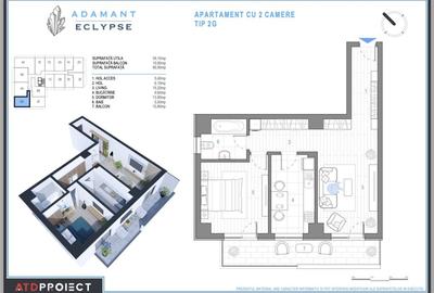 ADAMANT ECLYPSE, 2 camere decomandat, TIP 2G, 69.9mp - 1