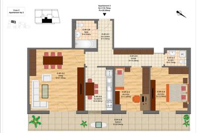 3 camere, mobilat si utilat complet, complex cu paza - 13